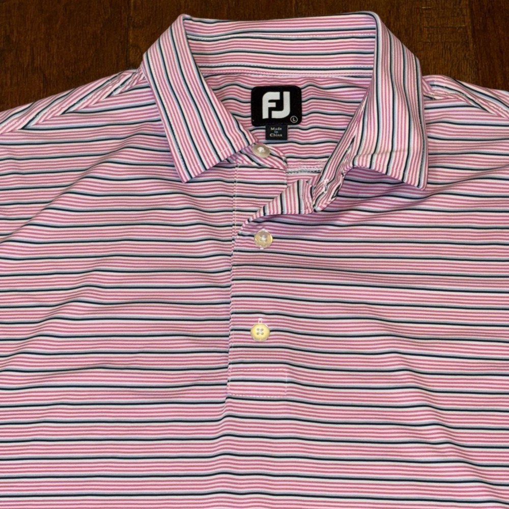 Men's Striped FootJoy Stretch Fabric Polo Large. No Logos‎